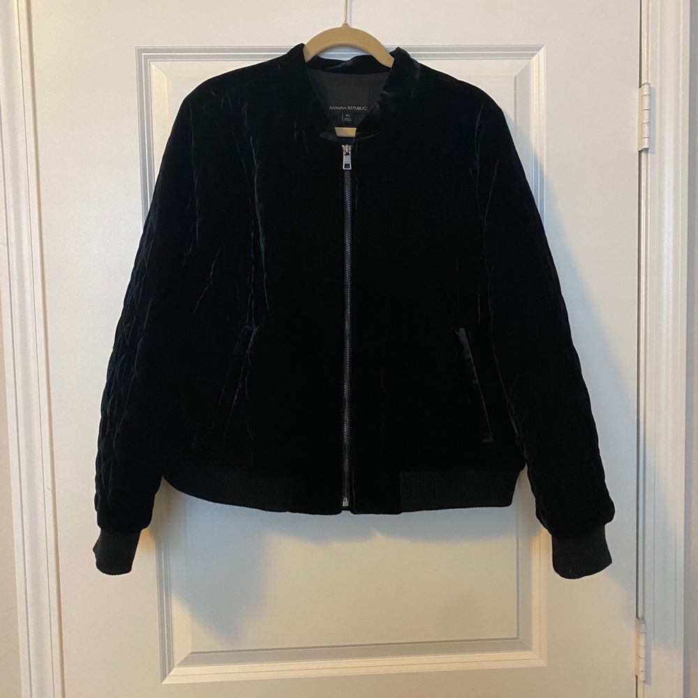 Banana Republic Velvet Quilted Bomber Jacket